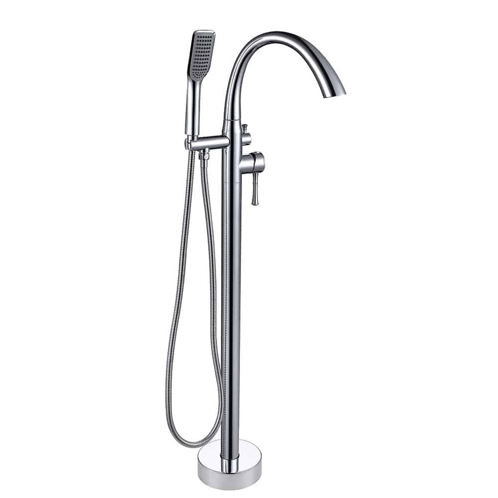 Chrome floor mount shower with square hand shower - SF285 12 01 2