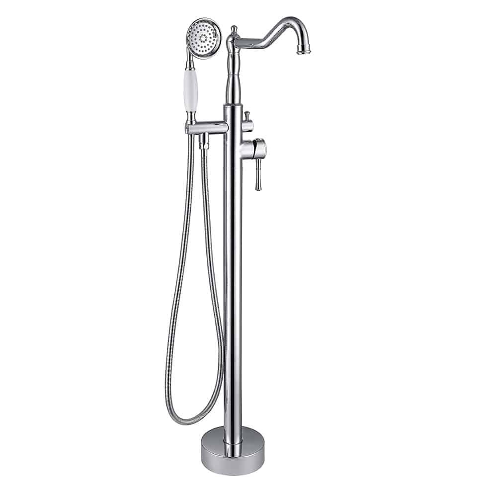 Retro curved lines freestanding shower with hand shower - chrome finish