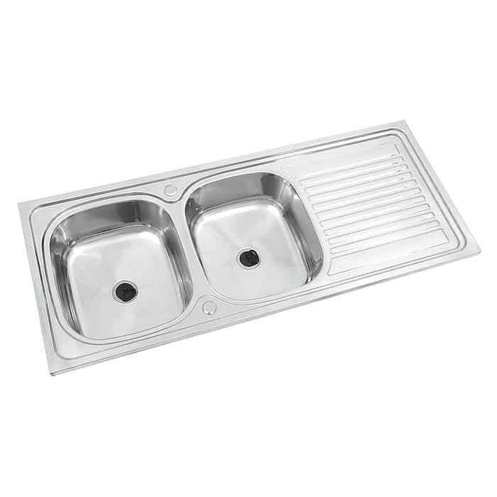 Drop-in top mount double sink with draining board - SRH1205018