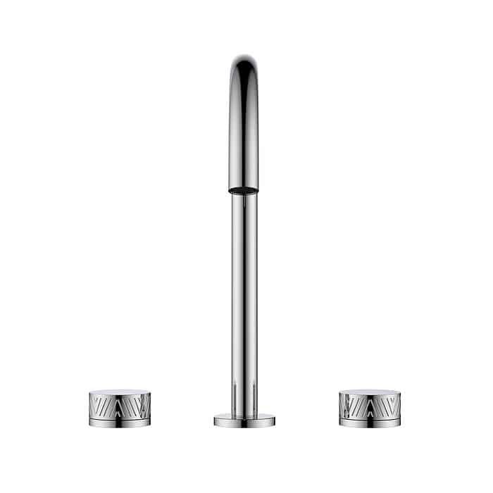 Widespread basin faucet with knurled handle - chrome - B056 04 01 1 - 1