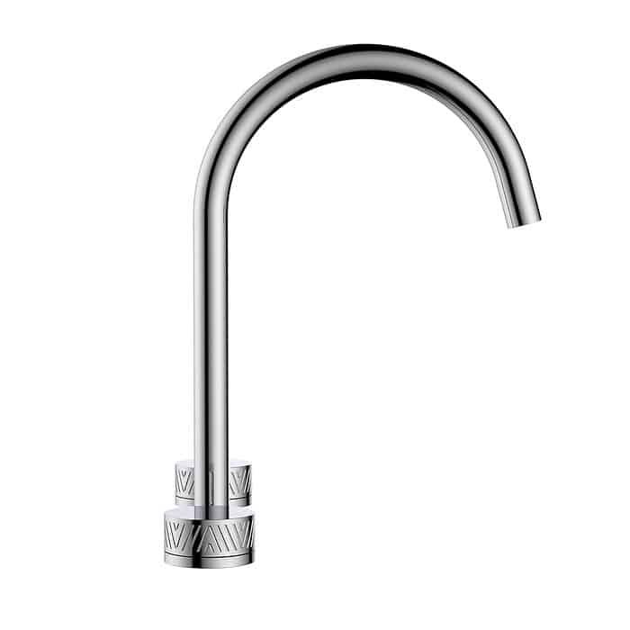 Widespread basin faucet with knurled handle - chrome - B056 04 01 1 - 2