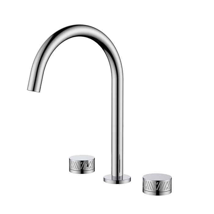 Widespread basin faucet with knurled handle - chrome - B056 04 01 1