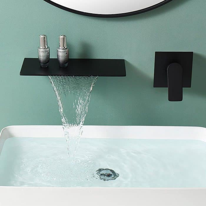 Matte black wall mounted square waterfall tap - B695A 28 31 1 -2