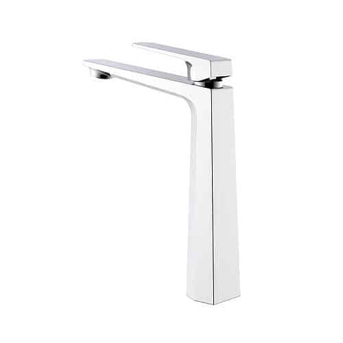 Single hole modern tall basin tap - Kelsie bathroom collection - chrome finish - white background - B043 02 01 1 - 3