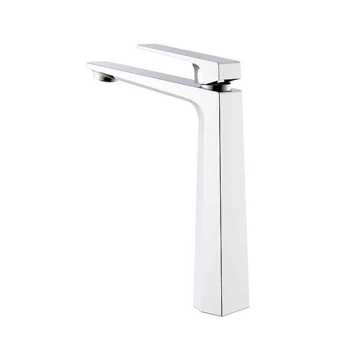 Single hole modern tall basin tap - Kelsie bathroom collection - chrome finish - white background - B043 02 01 1 - 3