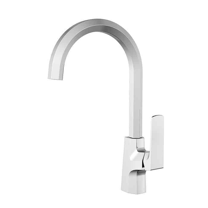 Geometric style single handle bar faucet - Kelsie bathroom collection - chrome finish - white background - K043 03 01 1