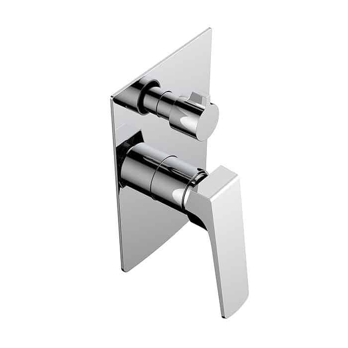 Geometric style 2 way concealed shower valve - Kelsie bathroom collection - chrome finish - white background - SO043 22 01 1 - 1