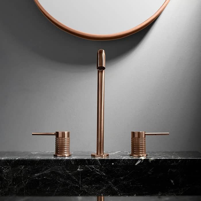 Dual lever widespread knurled basin tap - B064 04 36 1 - rose gold - 1