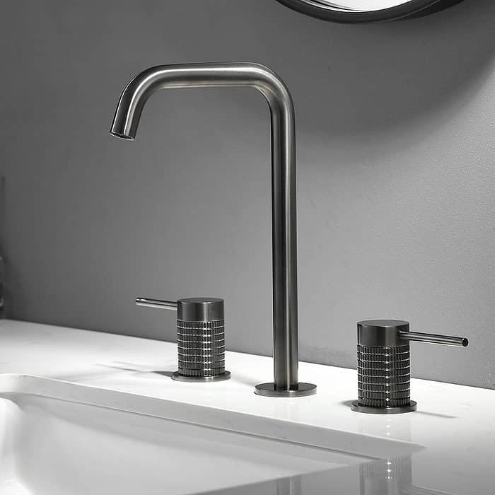 Dual lever widespread knurled basin tap - B064 04 37 1 - gunmetal - 3