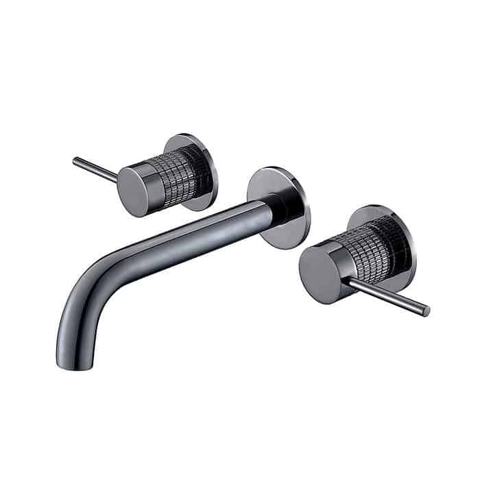 Dual lever wall mounted knurled basin tap - B064 06 37 1 - gunmetal - white background