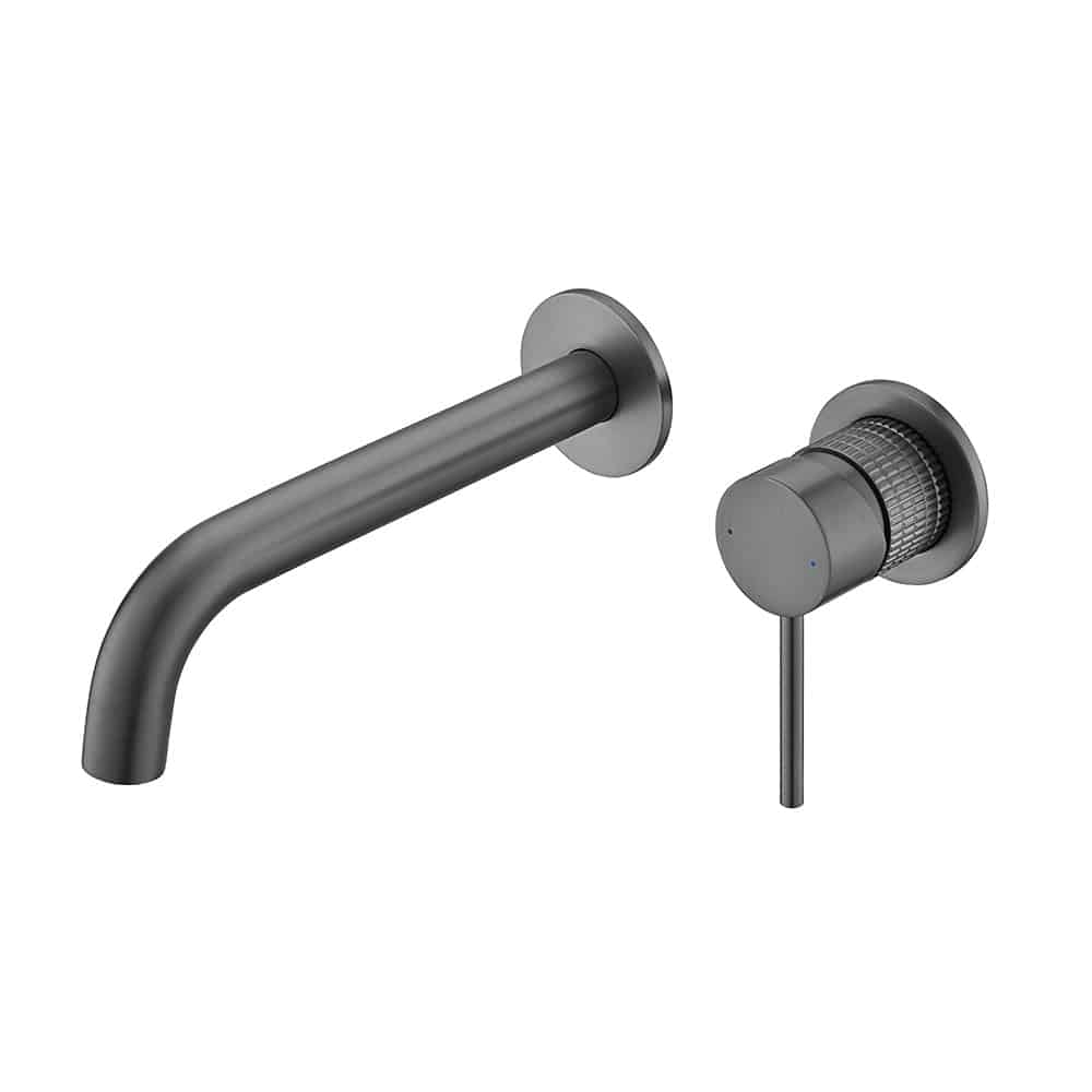 2 hole wall mounted knurled basin tap - B064 28 37 1 - gunmetal - white background