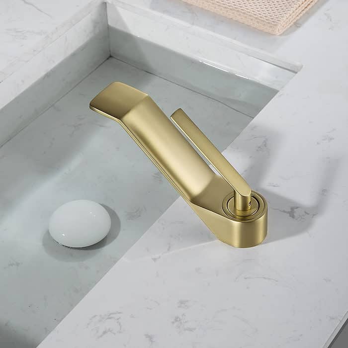 Deck mounted brushed gold curved basin tap - B069 01 30 1 - 1