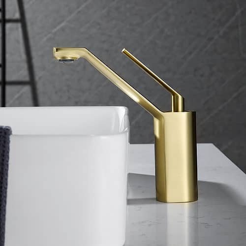 Deck mounted brushed gold tall curved basin tap - B069 02 30 1 - 1