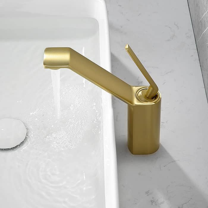 Deck mounted brushed gold tall curved basin tap - B069 02 30 1 - 3