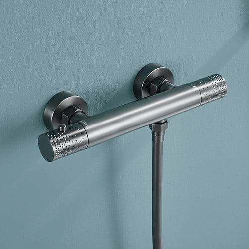 Thermostatic shower mixer with knurled knob - SC074 11 37 1 - gunmetal - 1