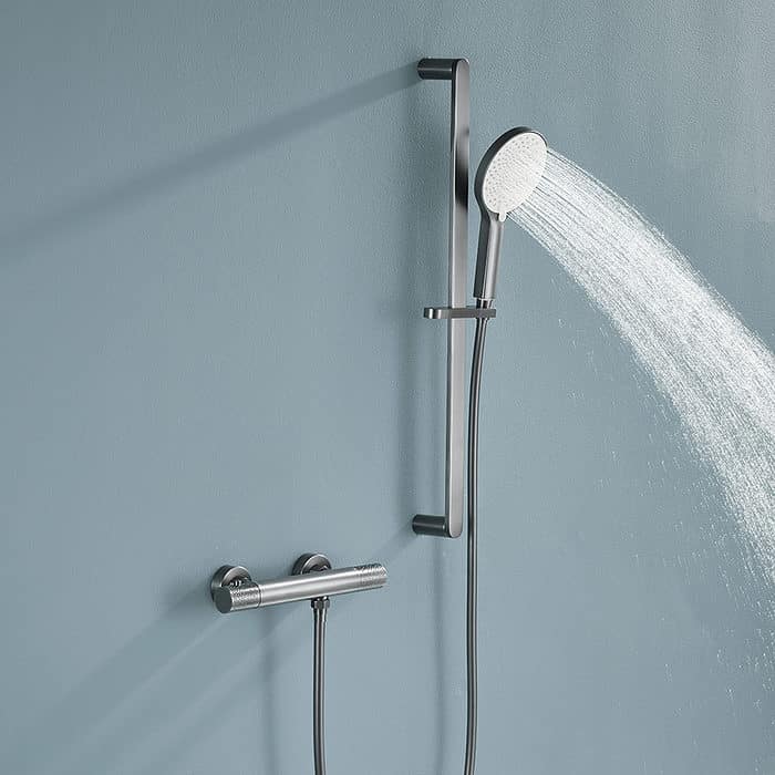 Thermostatic shower mixer with knurled knob - SC074 11 37 1 - gunmetal - whole set