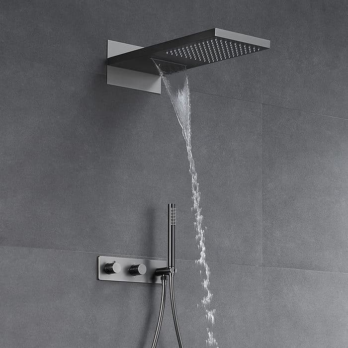 Concealed shower set with knurled knob - SO074B 23 37 1 - gunmetal - waterfall function