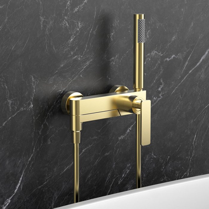 Wall mounted bath filler with shower attachment - SO069 12 30 1 - brushed gold