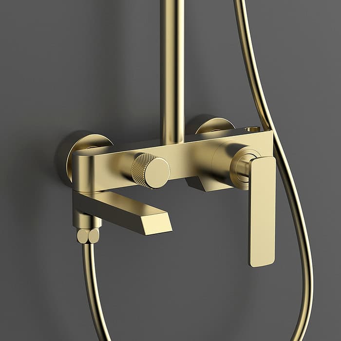 Brushed gold exposed pipe shower with handheld - SO069A 13 - Image 2