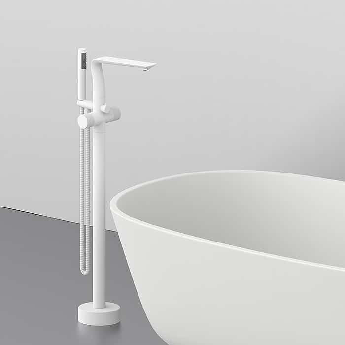 Matte white freestanding bath faucet with hand shower - SF295 12 21 1 - 1