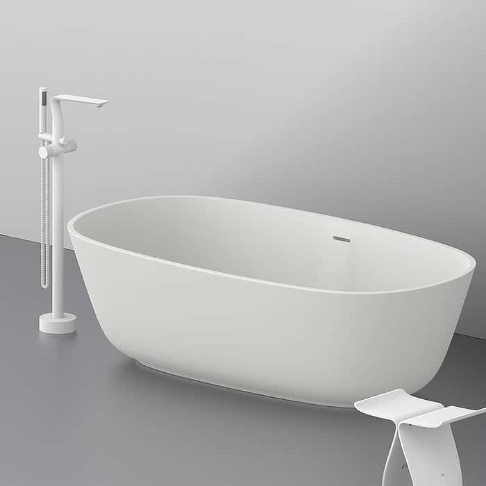 Matte white freestanding bath faucet with hand shower - SF295 12 21 1 - 2