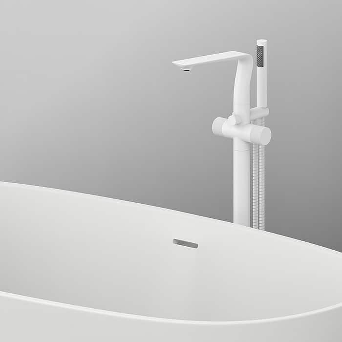 Matte white freestanding bath faucet with hand shower - SF295 12 21 1 - 3