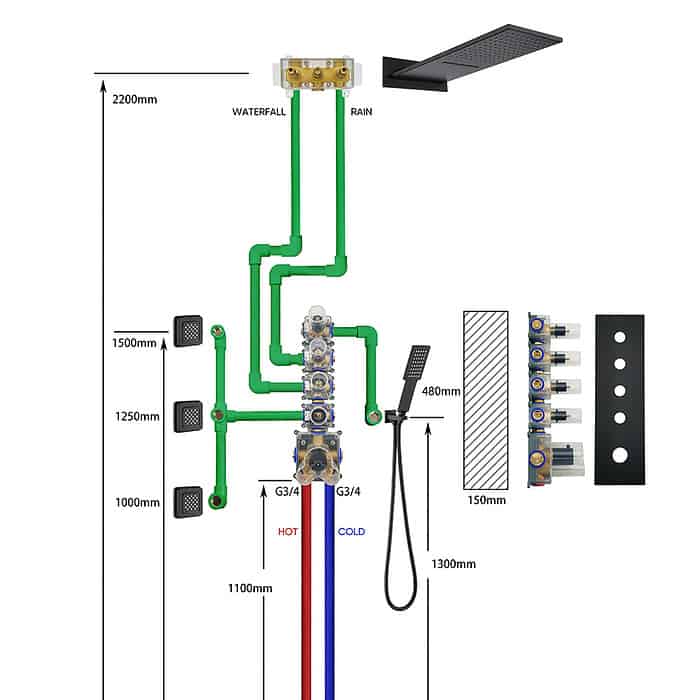 Thermostatic concealed shower unit - SC747 24 31 1 - plumbing drawing