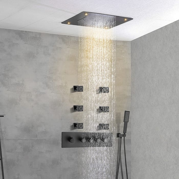 Square LED concealed thermostatic shower - SC748 24 45 1 - gunmetal