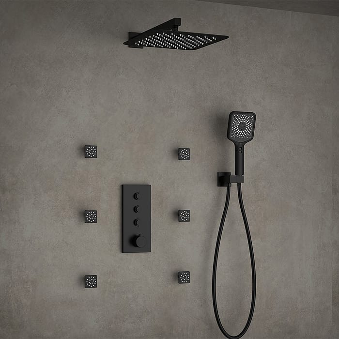 Built-in square thermostatic shower mixer - SC763A 23 31 1 - matte black - 2