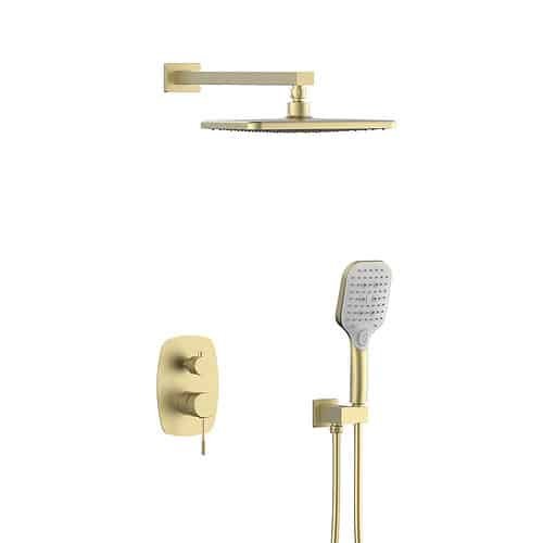 Brushed gold shower set with knurled handle - SO062A 21 30 1