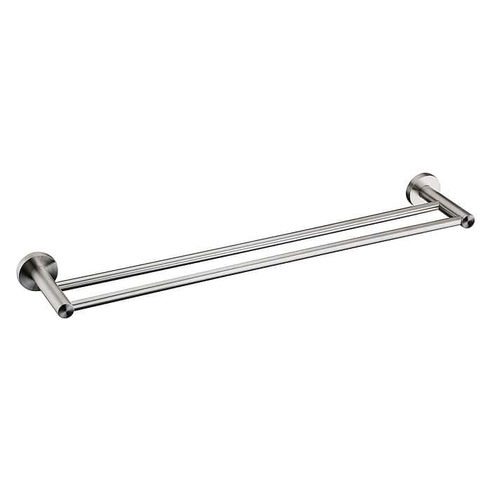 Brushed steel round style dual towel bar - A015 02 16 2