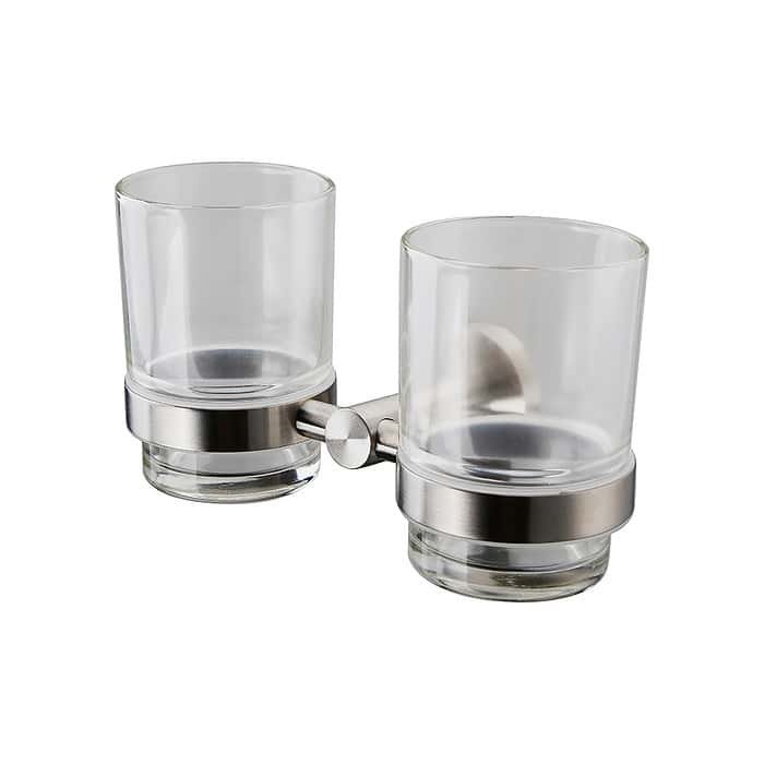 Brushed steel round style dual tumbler holder - A015 07 16 2