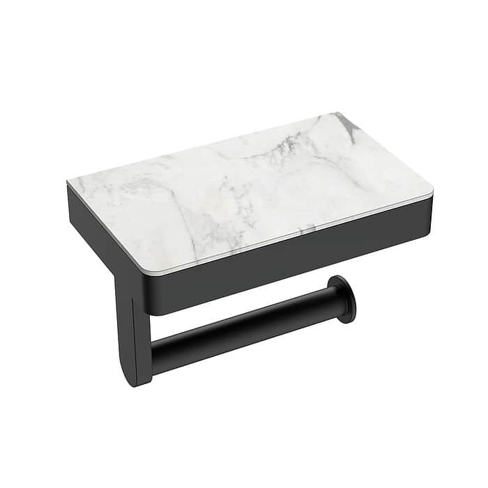 Bathroom paper holder with marble shelf - A018 24 31 2 - matte black