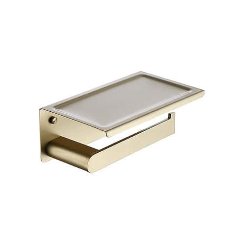 Brushed gold toilet roll holder with shelf - A035 25 43 2