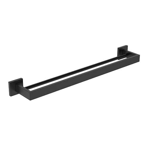 Stainless steel square style dual towel bar - A119 02 31 2 - matte black