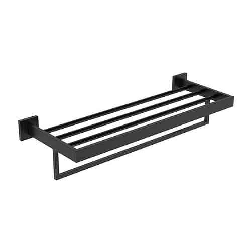 Stainless steel square style dual towel rack - A119 03 31 2 - matte black