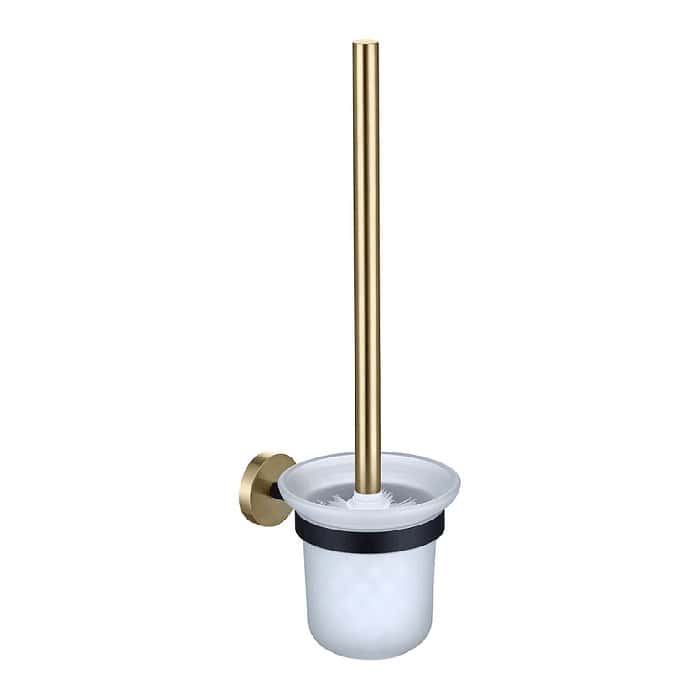 Brushed gold & black knurled bathroom brush holder - A142 09 47 8