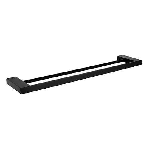 Stainless steel square towel rail with dual bar - A147 02 31 2 - matte black