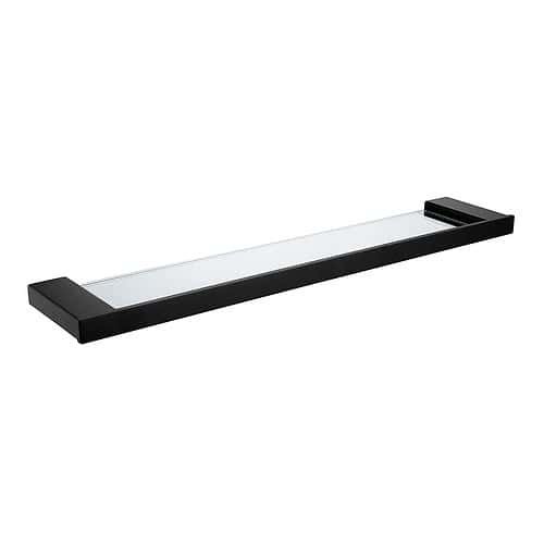 Stainless steel square bathroom towel shelf with glass- A147 11 31 2 - matte black