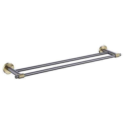 Stainless steel gold and gunmetal knurled dual towel bar - A149 02 62 2