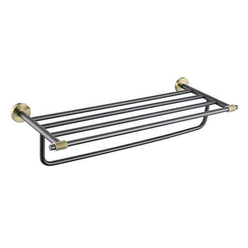 Stainless steel gold and gunmetal knurled towel rack - A149 03 62 2