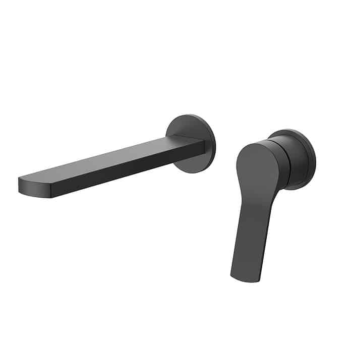 Elegant wall basin faucet in solid brass construction - B091 27 31 1 - matte black