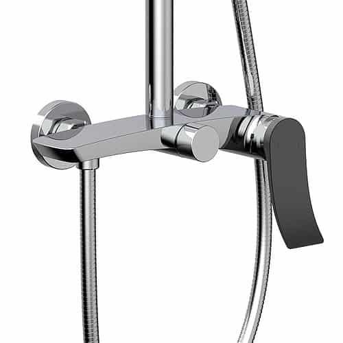 Two function exposed shower set with curved handle - SO073 12 04 1 - chrome & matte black - 1