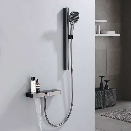 Advanced Shower Mixer with Hand Shower & Waterfall Tub Filler - SO823A 12 45 8 - Gunmetal finish