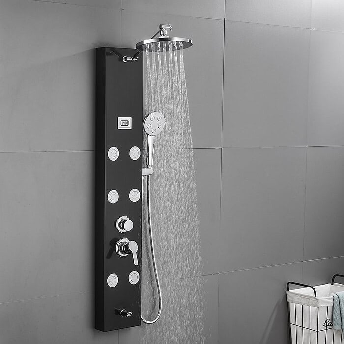 Stainless steel shower panel tower system with adjustable shower head - SL918P 14 31 2