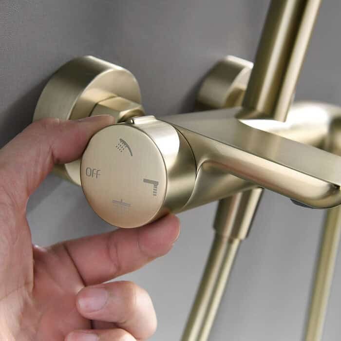 Luxurious Brushed Gold Shower Pillar with Dual Control Handles - SO709 13