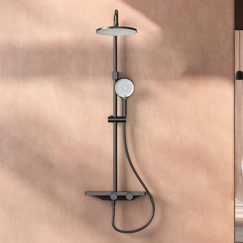 Modern shower column with tub spout and knob handle - SO806 13 45 1 - Gunmetal