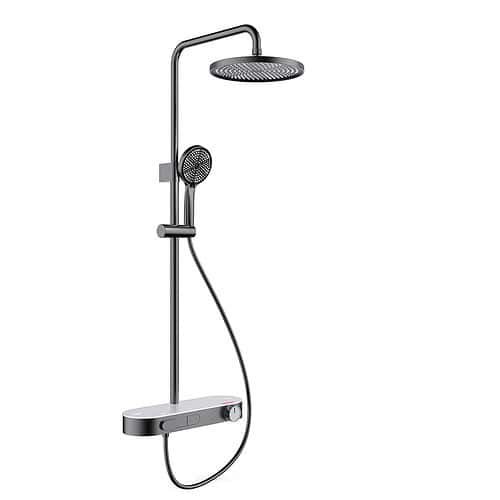 Push button sphere shower column with shelf - SO854A 13 45 1 - Gunmetal