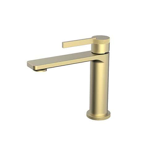 Gold bathroom faucet whith knurled handle & base - B1003 01